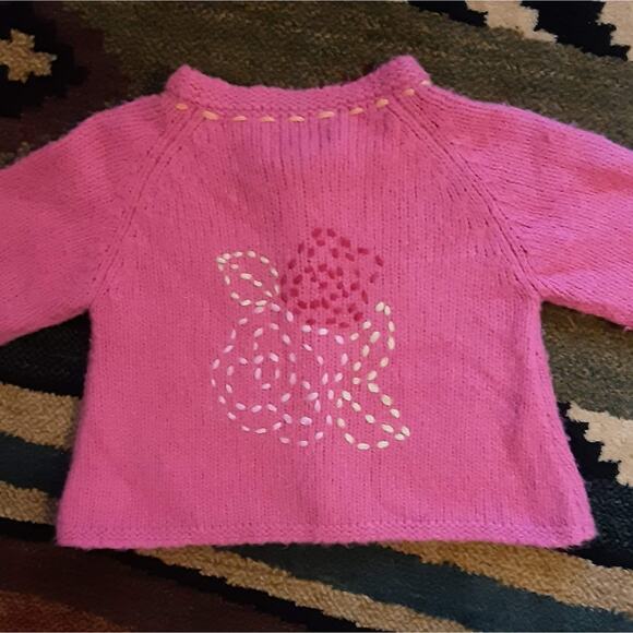 B. Lulu Los Angeles Pink Rose Embroidered Buttoned Sweater Cardigan Toddler 3T - Picture 9 of 12